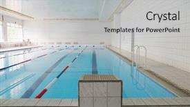  Presentation with public - Presentation theme consisting of empty public swimming pool background and a light gray colored foreground