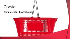  Presentation with plastic - PPT theme enhanced with empty red plastic shopping basket background and a white colored foreground
