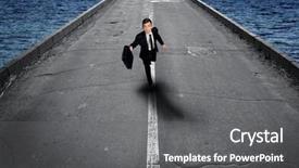  Presentation with business road map - Colorful PPT layouts enhanced with empty road and business man backdrop and a  colored foreground