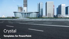  Presentation with office buildings - Amazing slide deck having empty road and modern office block buildings against sky tianjin china backdrop and a dark gray colored foreground