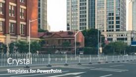  Presentation with office buildings - Audience pleasing theme consisting of empty road and modern office block buildings against sky tianjin china backdrop and a gray colored foreground