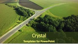  Presentation with green nature - Colorful PPT theme enhanced with empty road for cars aerial backdrop and a  colored foreground