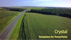  Presentation with road trip cars - PPT theme with empty road for cars aerial background and a tawny brown colored foreground
