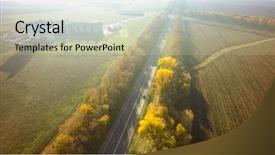  Presentation with road trip cars - Beautiful slide set featuring empty road for cars aerial backdrop and a  colored foreground