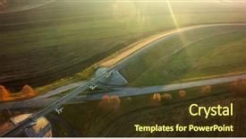  Presentation with road trip cars - Beautiful presentation design featuring empty road for cars aerial backdrop and a  colored foreground