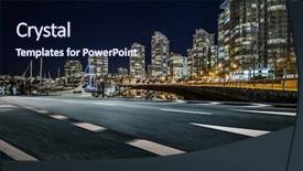  Presentation with road - Audience pleasing slide set consisting of empty road go through harbor backdrop and a wine colored foreground