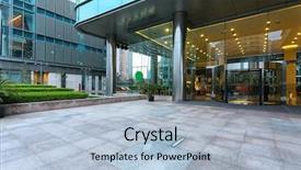  Presentation with building - Audience pleasing theme consisting of empty road in front backdrop and a light blue colored foreground