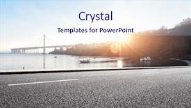  Presentation with empty road motion blur - PPT theme consisting of empty road near golden gate background and a sky blue colored foreground