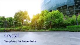  Presentation with facade - Slides with empty road near modern building background and a lemonade colored foreground