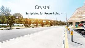  Presentation with ferris wheel - Cool new theme with empty road near viaduct and ferris wheel in blue sunny sky backdrop and a sky blue colored foreground