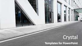 Presentation with empty road motion blur - Slide deck consisting of empty road nearby office building background and a gray colored foreground