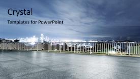  Presentation with seattle - Cool new PPT theme with skyline of seattle at twilight backdrop and a teal colored foreground