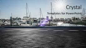  Presentation with vancouver - PPT theme consisting of empty road with harbor backgound background and a  colored foreground