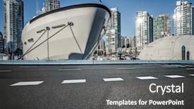  Presentation with empty road motion blur - Slides with empty road with harbor backgound background and a  colored foreground