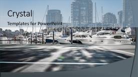  Presentation with vancouver - Presentation design enhanced with empty road with harbor backgound background and a light blue colored foreground