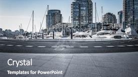  Presentation with empty road motion blur - Amazing presentation theme having empty road with harbor backgound backdrop and a  colored foreground