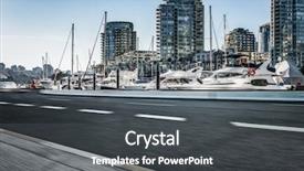  Presentation with empty road motion blur - Presentation consisting of empty road with harbor backgound background and a  colored foreground