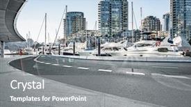  Presentation with empty road motion blur - PPT theme with empty road with harbor backgound background and a gray colored foreground