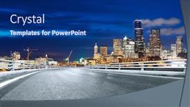  Presentation with san francisco - Slide deck enhanced with empty-road-with-landmark-buildings background and a navy blue colored foreground