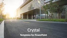  Presentation with china shanghai - Slide deck featuring empty road with modern buildings background and a dark gray colored foreground