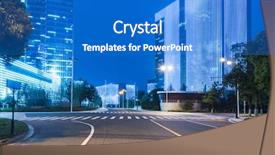  Presentation with china shanghai - Slides featuring empty road with modern buildings background and a cobalt blue colored foreground