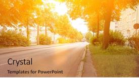  Presentation with roadside - Slide deck with empty road with roadside curb background and a coral colored foreground