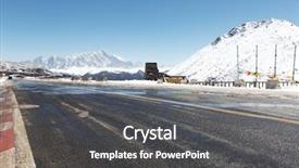  Presentation with empty road motion blur - Colorful theme enhanced with empty road with snow mountian backdrop and a dark gray colored foreground