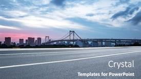  Presentation with suspension - Cool new presentation with empty road with suspension bridge in tokyo against cloud sky at twilight backdrop and a gray colored foreground