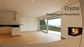  Presentation with japanese new year above view - Slide deck having empty room - new apartment kitchen view background and a coral colored foreground