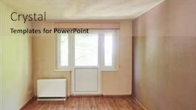  Presentation with roll fabric in store room - PPT layouts with empty-room-in-need background and a mint green colored foreground