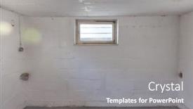  Presentation with room - Slide deck having empty-room-in-the-basement background and a gray colored foreground