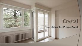  Presentation with nobody - Beautiful presentation featuring empty room large windows overlooking nature nobody inside backdrop and a mint green colored foreground