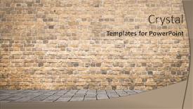  Presentation with bricks - Colorful PPT theme enhanced with empty-room-with-bricks-wall backdrop and a soft green colored foreground