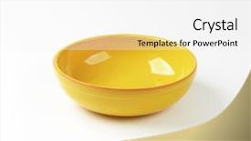  Presentation with abstract round shapes - Audience pleasing theme consisting of empty round yellow ceramic bowl backdrop and a  colored foreground
