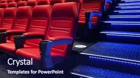  Presentation with red movie - Presentation design enhanced with empty rows of red theater background and a navy blue colored foreground