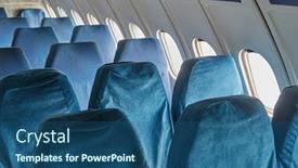  Presentation with plane - Audience pleasing presentation design consisting of empty-rows-of-seats backdrop and a ocean colored foreground