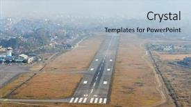  Presentation with airport runway - PPT layouts enhanced with empty runway - aerial view of pokhara airport background and a  colored foreground