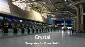  Presentation with 80s era neon lights sign - Slide deck consisting of empty runway - airport interior sign and lights background and a gray colored foreground