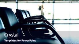  Presentation with airport runway - PPT theme with empty runway - airport seats background and a navy blue colored foreground