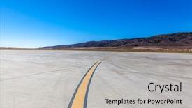  Presentation with airport runway - Audience pleasing slide deck consisting of empty runway - airport under blue sky backdrop and a light gray colored foreground