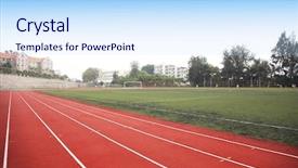  Presentation with runway - PPT theme featuring empty runway - college stadium background and a sky blue colored foreground