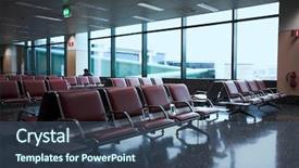  Presentation with airport runway - Colorful presentation theme enhanced with empty runway - waiting lounge in an airport backdrop and a ocean colored foreground