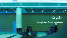  Presentation with airport runway - Slides consisting of empty runway - waiting lounge in an airport background and a ocean colored foreground