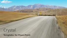  Presentation with rural road - Presentation having empty-rural-road-near-mountains background and a light gray colored foreground