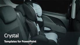  Presentation with car seat - Slide deck consisting of empty safety seat for baby background and a tawny brown colored foreground