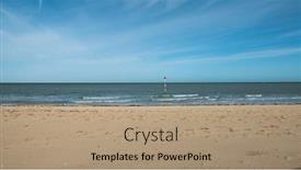  Presentation with empty - Amazing slide deck having empty sandy beach on a sunny day backdrop and a coral colored foreground