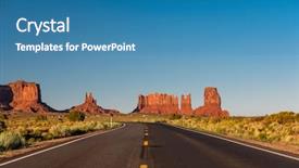  Presentation with scenic - PPT theme with empty scenic highway in monument background and a teal colored foreground