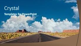  Presentation with highway - Beautiful PPT theme featuring empty-scenic-highway-in-monument backdrop and a ocean colored foreground