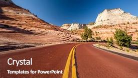  Presentation with scenic - Slide set consisting of empty scenic highway in zion background and a tawny brown colored foreground