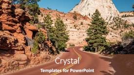 Presentation with scenic - Slide set having empty scenic highway in zion national park utah usa background and a red colored foreground